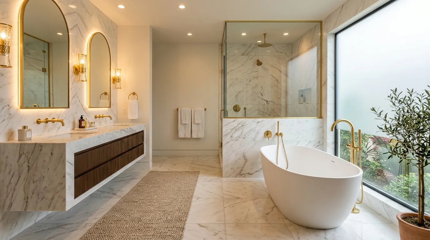 Moderne luxe badkamer met perfect kitwerk